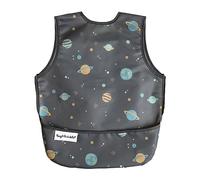 Tiny Twinkle Mess Proof Baby Bib - Waterproof Baby Apron - Machine Washable - PVC, BPA, & Phthalate Free - Great Travel Bib for Baby Eating - Baby Food Bibs (Space, Small 6-24 Months)