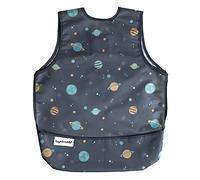 Tiny Twinkle Mess Proof Baby Bib - Waterproof Baby Apron - Machine Washable - PVC, BPA, & Phthalate Free - Great Travel Bib for Baby Eating - Baby Food Bibs (Space, Large 2-4 Years)