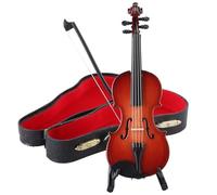 Tiny Violin Mini violín de tilo de 3 pulgadas en miniatura con estuche de cuero y soporte Instrumento musical para niños Regalos para maestros Accesorio para casa de muñecas JUGUETES Y JUEGOS.