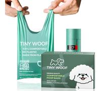 TINY WOOF Bolsas compostables para excrementos con asas, 360 unidades, bolsas de basura para perros pequeños, a prueba de fugas, bloqueo de olores, compostables certificadas, para chihuahuas, caniches