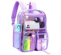 TINYAT Mochila transparente transparente para mujer, impermeable, súper PVC, casual, mochila de moda, mochila de compras para citas, T9051, Morado/9063, Mochilas daypack