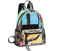 TINYAT Mochila transparente transparente para mujer, impermeable, súper PVC, casual, mochila de moda, mochila de compras para citas, T9051, Colorido/9051
