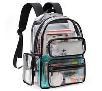 TINYAT Mochila transparente transparente para mujer, impermeable, súper PVC, casual, mochila de moda, mochila de compras para citas, T9051, Negro/T101c