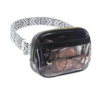 TINYAT Riñonera transparente para mujer, aprobada por el estadio, impermeable, bolsa cruzada de PVC transparente, Negro/216572