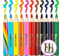 TinyGeeks Lápices Jumbo - NUEVOS lapiceros de colores anchos para niños - Incluye sacapuntas - Perfecto para preescolar e infantil - Recomendados por profesores y expertos