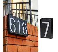 TINYOUTH Número de casa solar - Número 7, placa de número de puerta para pared, 6 luces LED de números de casa con luces, IP55 impermeable para el cartel de casa DIY