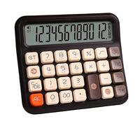 tinysiry Calculadora de Escritorio Voz/Silencio Funciona con Pilas Botones Cuadrados de 12 dígitos Pantalla LCD Grande Calculadora de finanzas para Estudiantes Suministros de Oficina MarrónA