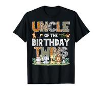 Tío de los gemelos de cumpleaños Safari Wild One Zoo Animal Camiseta