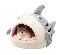 Tioheam Camas para Gatos | Lavable Casa de Tiburón de Peluche,Cama Linda para Gatos Casa Cálida para Cachorros - para Gatito Cachorro Perro Pequeño Mascota Interior Dormir Relajante Balcón Invierno