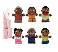 Tioheam Mano Familiares | 6 Marionetas Negras para Miembros la Familia - Miembros la Familia multiculturales 28 cm, Marionetas Teatro con Boca móvil, Suministros para el Aula