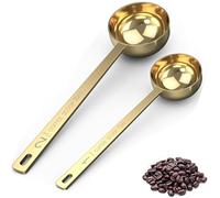 tiokin 2 unidades de 1 y 2 cucharadas de 15 ml y 30 ml de café con mango largo, cucharadas de acero inoxidable, cucharas medidoras de 1 cucharada y 2 cucharadas para café molido, té suelto, caldo de