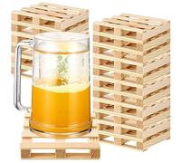 Tioncy 18 Mini palés de Madera para palés de Madera, para Manualidades, rústicos Cuadrados, para Bebidas frías y Calientes, Bebidas, Vino, Cerveza, protección de Mesa, 4 x 4 x 0.6 Pulgadas