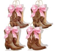 Tioncy 24 bolsas de papel con botas de vaquero, decoración de fiesta temática occidental, bolsas de regalo Kraft con asa, bolsa de regalo para despedida de soltera, último rodeo (estilo vaquero