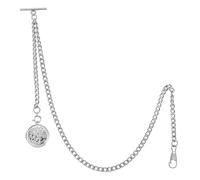 Tiong Cadena de reloj de bolsillo para hombre dorado/plateado con colgante de medallón, cadena Albert vintage con mosquetón y cierre de barra en T, cadenas de reloj, chaleco de eslabón/traje para tus