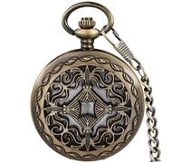 Tiong Reloj de bolsillo de bronce para hombre, esfera romana, reloj de bolsillo de cuarzo para hombre con cadena FOB