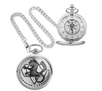 Tiong Reloj de bolsillo de cuarzo con cadena para cosplay, Navidad, día de San Valentín, cumpleaños, día del padre, Plateado negro