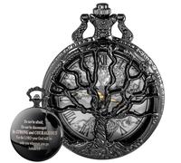 Tiong Reloj de bolsillo hueco con diseño de árbol de la vida, números romanos, reloj de bolsillo de cuarzo personalizable con cadena, regalos de cumpleaños, TD001
