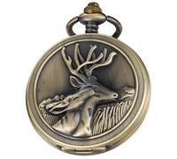 Tiong Reloj de bolsillo mecánico antiguo con cadena, esqueleto steampunk, números romanos, relojes de bolsillo para hombre, colgante, el mejor regalo y caja de regalo, bronce (138-Bronze), Retro