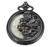 Tiong Reloj de bolsillo mecánico con diseño de dragón hueco de una sola apertura, reloj de bolsillo para hombre con movimiento mecánico con números arábigos, PWM08, Moda
