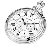 Tiong Reloj de Bolsillo Mecánico de Diseño Vintage de Londres Acero Inoxidable Plata Oro Tren Relojes de Bolsillo para Hombre con Cadena, Clásico