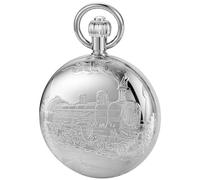 Tiong Reloj de Bolsillo Mecánico de Diseño Vintage de Londres Acero Inoxidable Plata Oro Tren Relojes de Bolsillo para Hombre con Cadena, Clásico