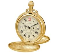 Tiong Reloj de Bolsillo Mecánico de Diseño Vintage de Londres en Acero Inoxidable Plata Oro Tren para Hombre con Cadena, Retro