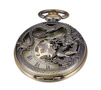 Tiong Reloj de Bolsillo mecánico de Esqueleto de Bronce con Escultura Fina, diseño de dragón de Bolsillo, mecánico para Regalo de Hombre, Mpw118-uk