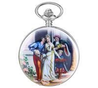 Tiong Reloj de bolsillo mecánico de porcelana colorida con diseño de príncipe encantador, movimiento mecánico para hombre, esfera de números romanos, reloj de bolsillo de apertura única, PWM13, Moda