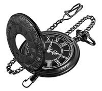 Tiong Reloj de bolsillo para hombre, esfera de números romanos, reloj de bolsillo de cuarzo para hombre, relojes de bolsillo clásicos con cadena