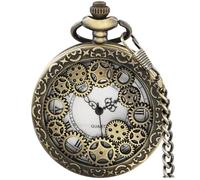 Tiong Reloj de bolsillo para papá, reloj de bolsillo vintage steampunk de cuarzo con cadena para hombre, regalo de cumpleaños, día del padre, reloj de bolsillo para suegro, 1bsn070-bronce