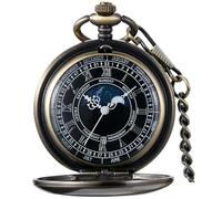 Tiong Reloj de bolsillo vintage con cadena, números romanos, escala única, cuarzo con calendario, relojes de bolsillo, regalos de cumpleaños, día del padre, bronce (62-Bronze), Clásico