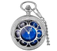 Tiong Reloj de bolsillo vintage con cadena, reloj de bolsillo de cuarzo para hombre, relojes de bolsillo clásicos de cuarzo para hombre