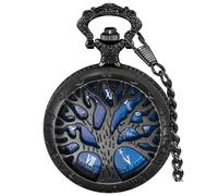 Tiong Reloj de bolsillo vintage con cadena, reloj de bolsillo de cuarzo para hombre, relojes de bolsillo clásicos de cuarzo para hombre