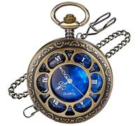 Tiong Reloj de bolsillo vintage con cadena, reloj de bolsillo de cuarzo para hombre, relojes de bolsillo clásicos de cuarzo para hombre