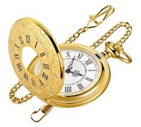 Tiong Reloj de bolsillo vintage con cadena, reloj de bolsillo de cuarzo para hombre, relojes de bolsillo clásicos de cuarzo para hombre
