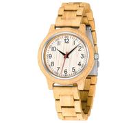 Tiong Reloj de madera con números arábigos blanquecinos para hombre, hecho a mano, de cuarzo, de madera, para hombre