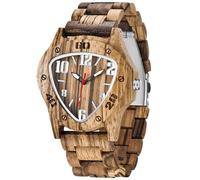 Tiong Reloj de madera para hombre de madera de bambú invertido Geométrico Invertido Reloj de cuarzo analógico para hombres Relojes de madera hechos a mano, Wq2001-marrón, Retro