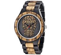 Tiong Reloj de madera para hombre de madera de bambú invertido Geométrico Invertido Reloj de cuarzo analógico para hombres Relojes de madera hechos a mano, Wq1085, Retro