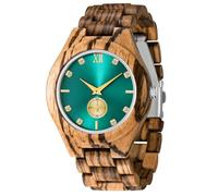 Tiong Reloj de madera para hombre de madera de bambú invertido Geométrico Invertido Reloj de cuarzo analógico para hombres Relojes de madera hechos a mano, Wq1242-marrón, Retro