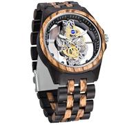 Tiong Reloj de madera para hombre hecho a mano colorido reloj de madera de bambú analógico reloj de pulsera de cuarzo, Wq1243-marrón, Retro