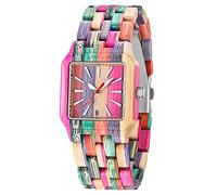Tiong Reloj de madera para hombre hecho a mano colorido reloj de madera de bambú analógico reloj de pulsera de cuarzo, Wq1070-colorido, Retro