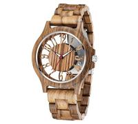 Tiong reloj de madera para hombre madera bambú invertido geométrico relojes para hombre reloj de cuarzo analógico para hombre relojes de madera hechos a mano, Wq1237-marrón, Retro