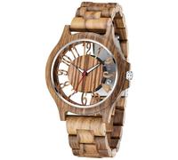 Tiong Reloj de madera para hombre, reloj de madera de bambú, analógico, cuarzo, hecho a mano, de madera, Fbm-qw1237-marrón
