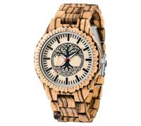Tiong Reloj de madera para hombre, reloj de madera de bambú, diseño de árbol de la vida, reloj de cuarzo analógico para hombre, hecho a mano, de madera, Fbm-qw1087--marrón