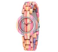 Tiong Reloj de madera para mujer Colorido Bambú Clásico Relojes de cuarzo Relojes de mujer Relojes analógicos de cuarzo Relojes de madera para mujer, Wq1066-colorido, Retro