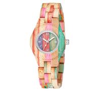 Tiong Reloj de madera para mujer Colorido Bambú Relojes de cuarzo Relojes de mujer Relojes analógicos Números Romanos Relojes de Madera Reloj de Madera para Mujeres, Wq1109-colorido, Retro
