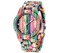 Tiong Reloj Madera Hombre Natural De Madera del Reloj Cuarzo Japonés Relojes Único Texturas Reloj de Madera Colorido Unisex…