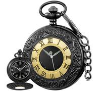 Tiong Relojes de bolsillo de cuarzo a escala de números romanos con cadena, Navidad, graduación, cumpleaños, día del padre, CF1036.