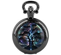 Tiong Tree of Life - Reloj de bolsillo vintage de cuarzo para hombre con cadena, Zhp-tree