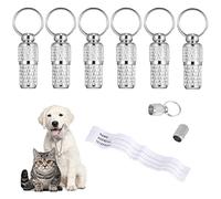 Tiopeia - 6 colgantes de dirección para perros y gatos, etiqueta de identificación para perros, con llaveros, resistente al agua, pastillero para collar de gato